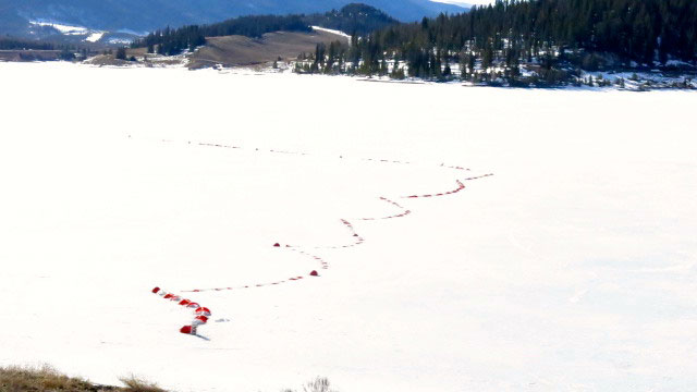 WaveEater system in place through winter ice