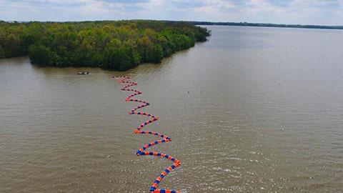 WaveEater barrier on a river