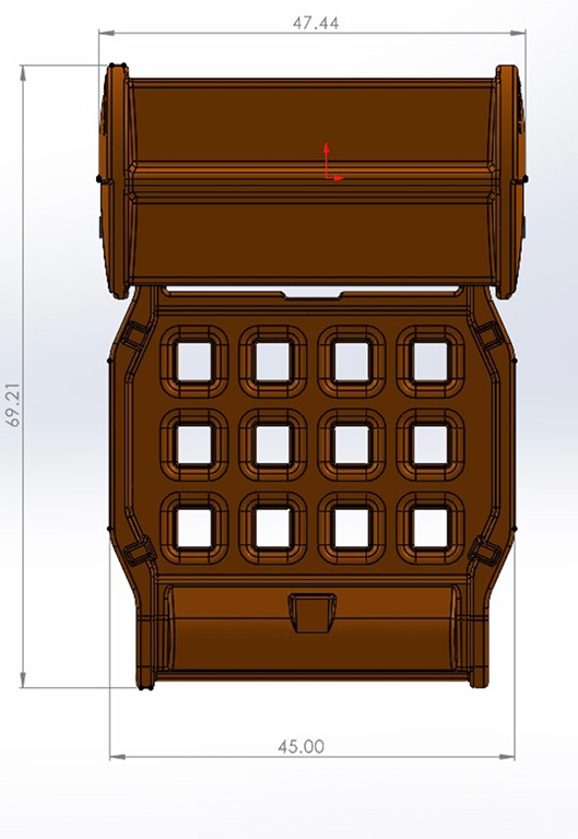 Dimensioned engineering drawing of the WaveEater 4870 waffle